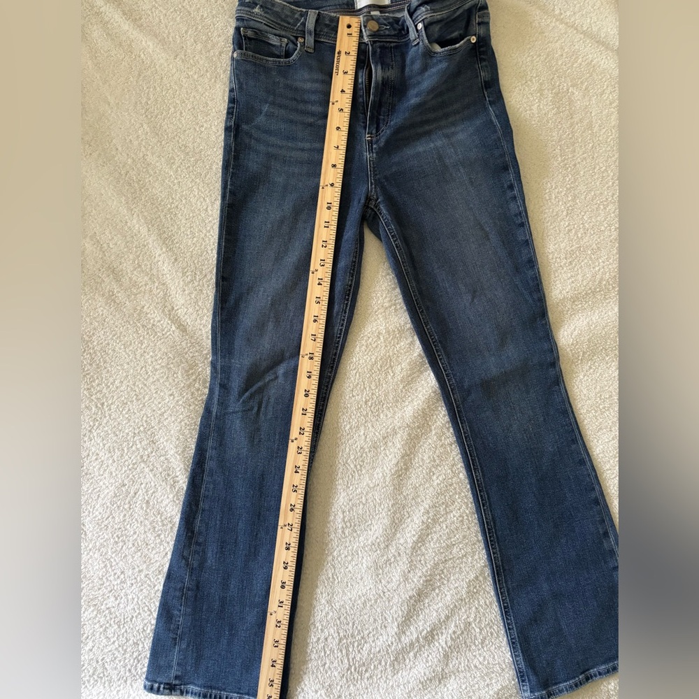 PAIGE Blue Flare Wide Leg Jeans Classic Denim - Picture 12 of 14